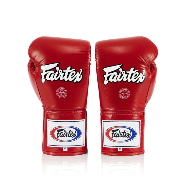 MUAY THAI BOXING GLOVES LACE-UP COMPETITION GLOVES FAIRTEX BGL6 RED  World MMA Gear